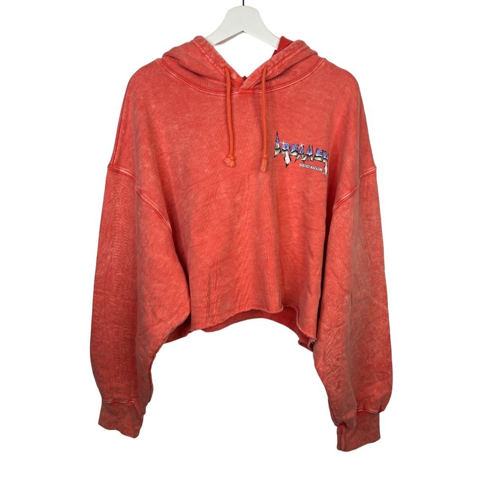Daydreamer Coral Red Cropped Hoodie